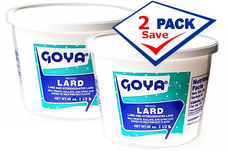 Goya Refined Pork Lard  2 1/2 lb. tub. Pack of 2